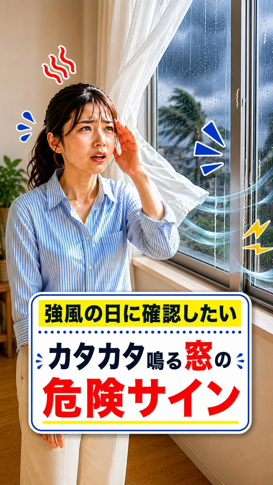 台風や強風の日に、