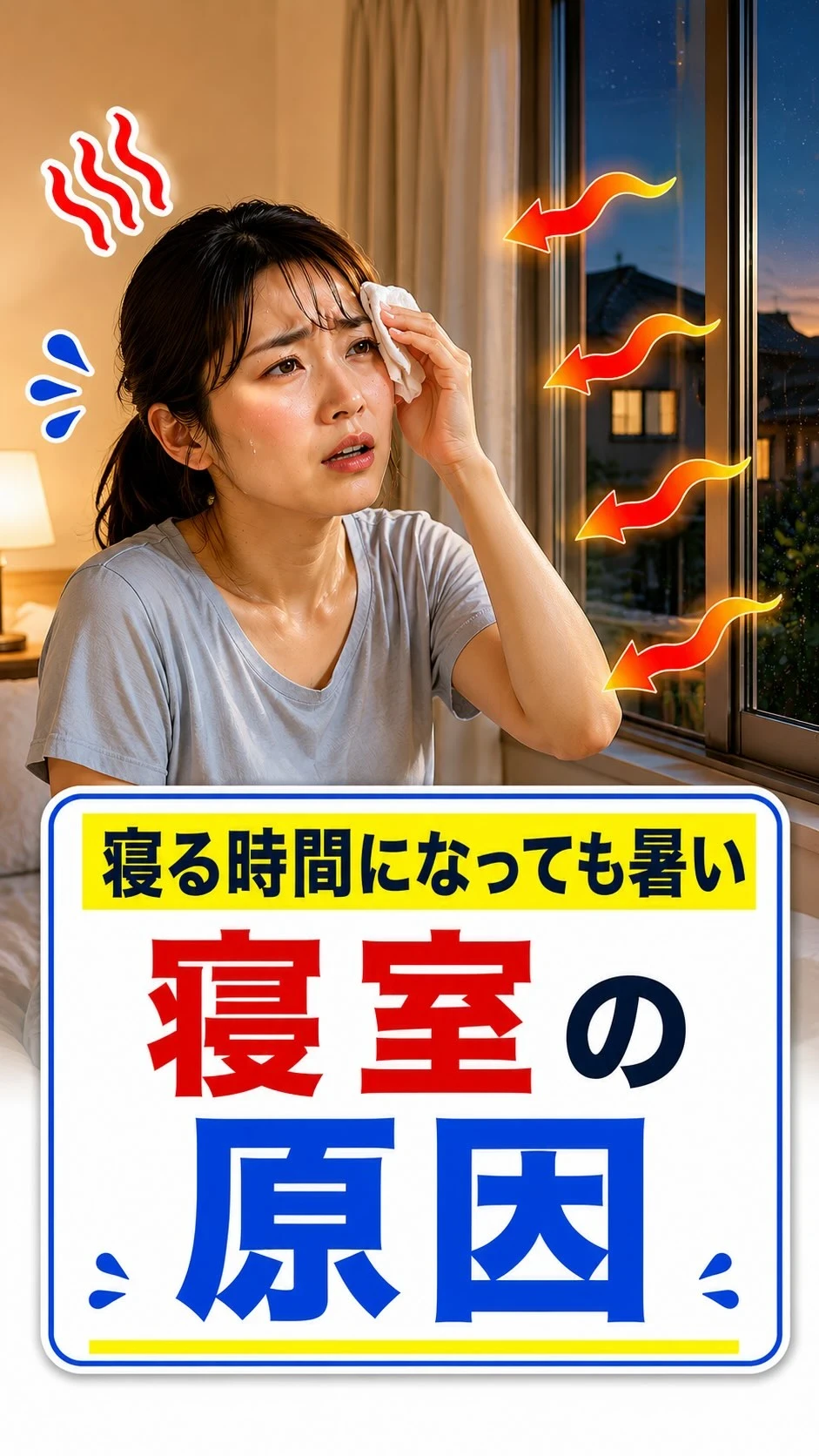 夜になっても、寝室が暑い。