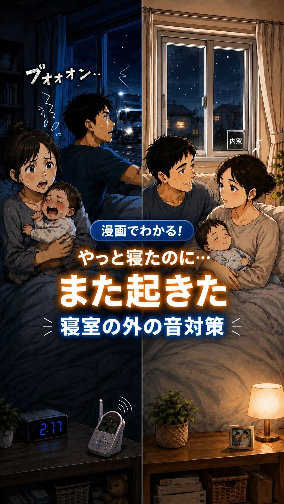 今回は漫画で、寝室に入ってくる「外の音」と窓の関係をご紹介しました！🌙