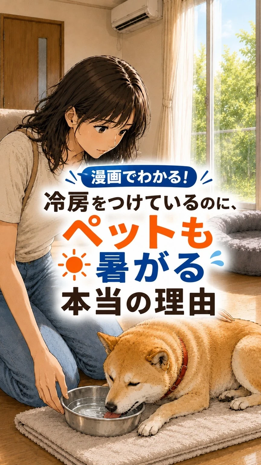 冷房をつけているのに、なぜかペットが暑そう…🐶💦