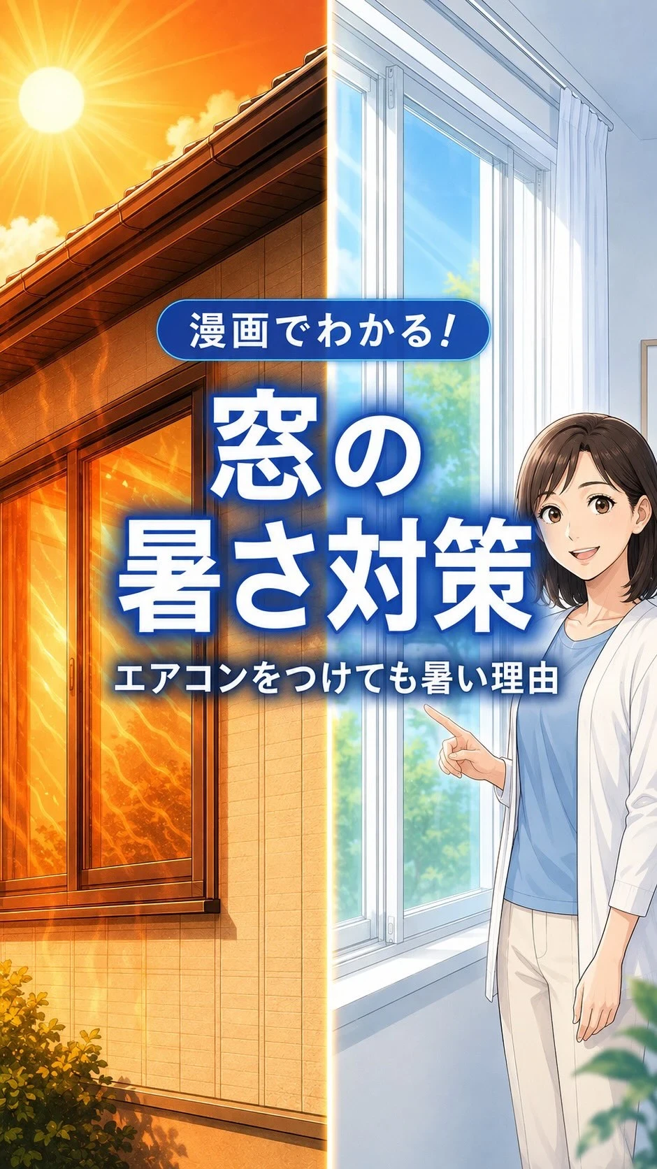 【漫画でわかる！窓の暑さ対策☀️】