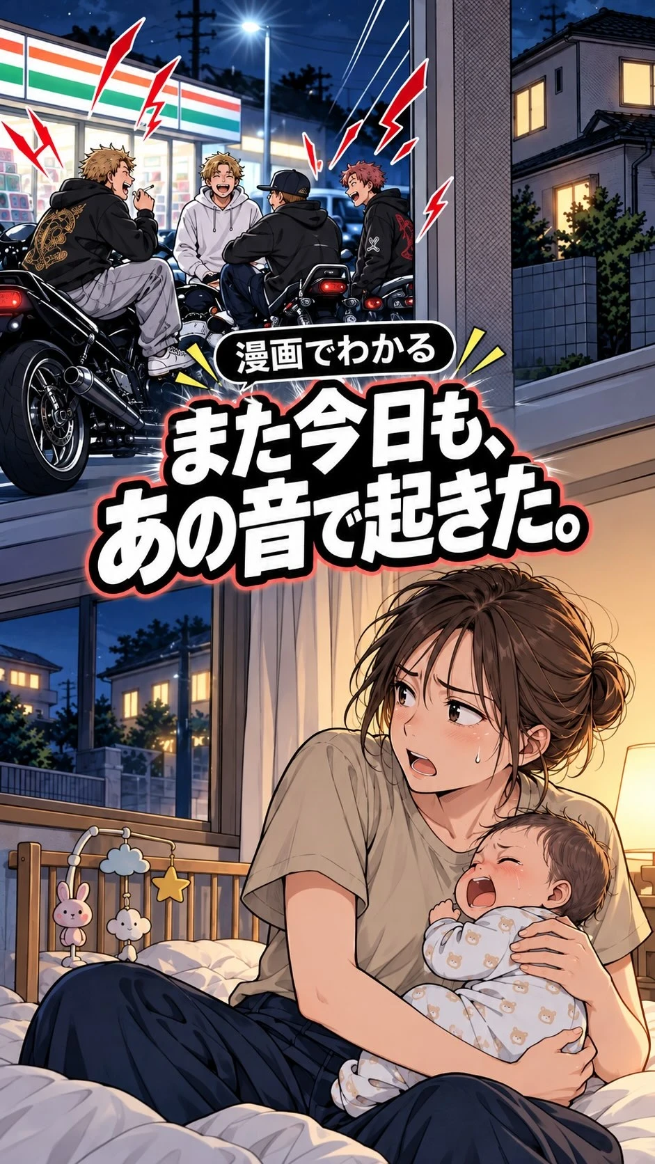 夜中のバイク音や話し声で、