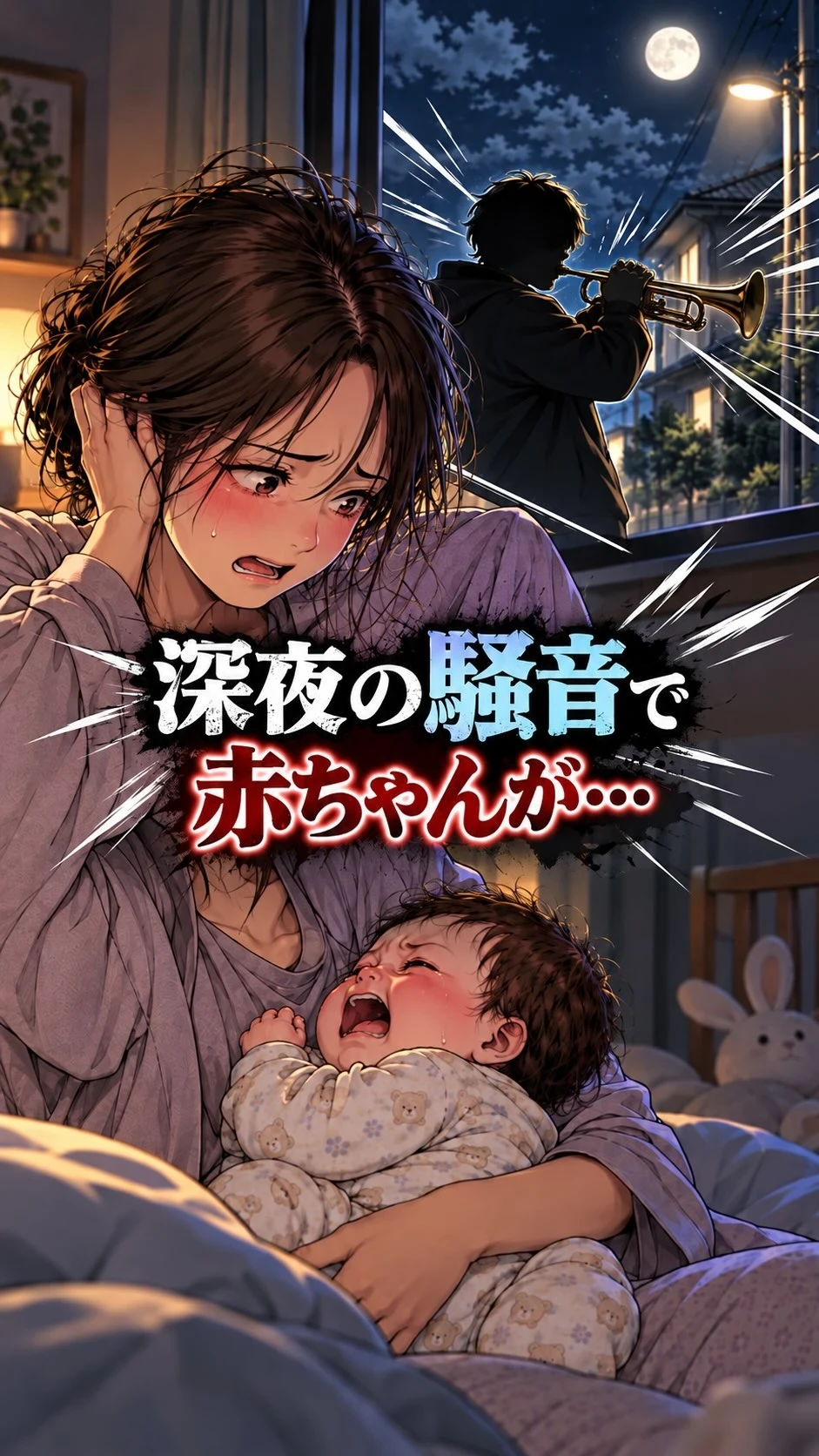 夜中に響く、突然の騒音。🎺
