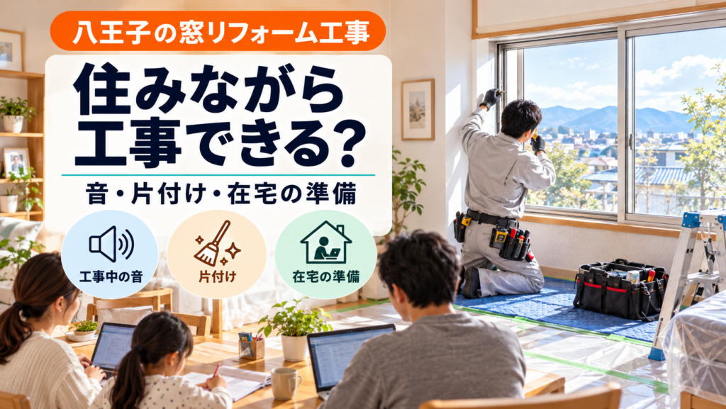 八王子で住みながら窓リフォーム工事を進める家庭の様子