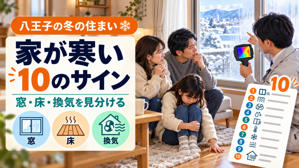 八王子の住宅で窓と床と換気から寒さの原因を確認する様子