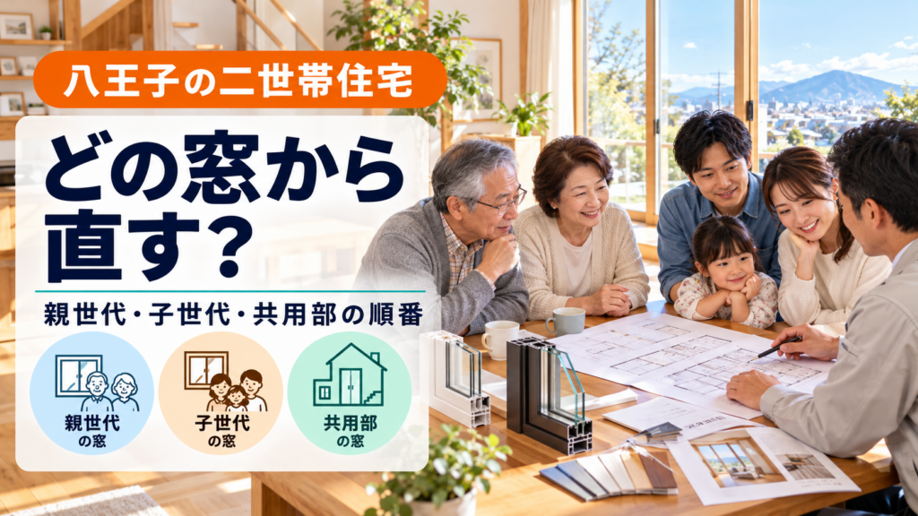 八王子の二世帯住宅で親世代と子世代の窓リフォームを相談する様子