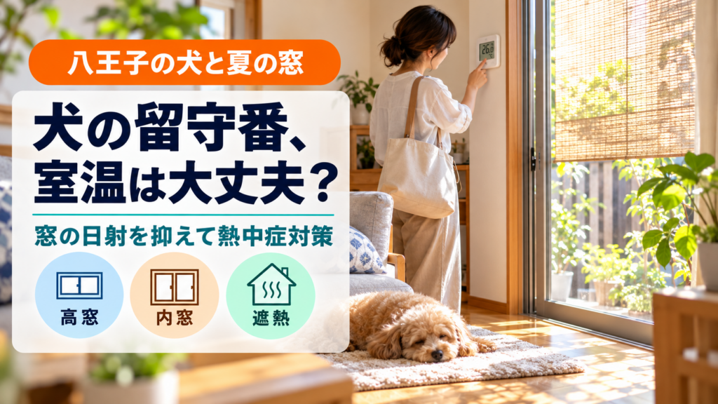 犬の夏の留守番に備えて八王子の住宅の室温を確認する様子