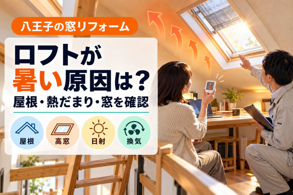 ロフトの屋根と高窓から入る日差しを確認する八王子の住宅