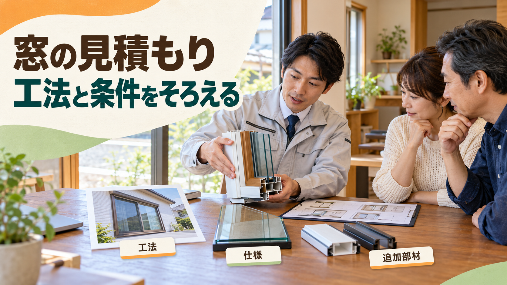 内窓とガラス交換と外窓交換の見積もりを比較する様子