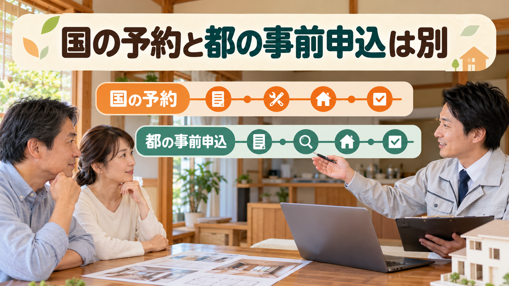 国の予約と都の事前申込を別々の工程として確認する様子