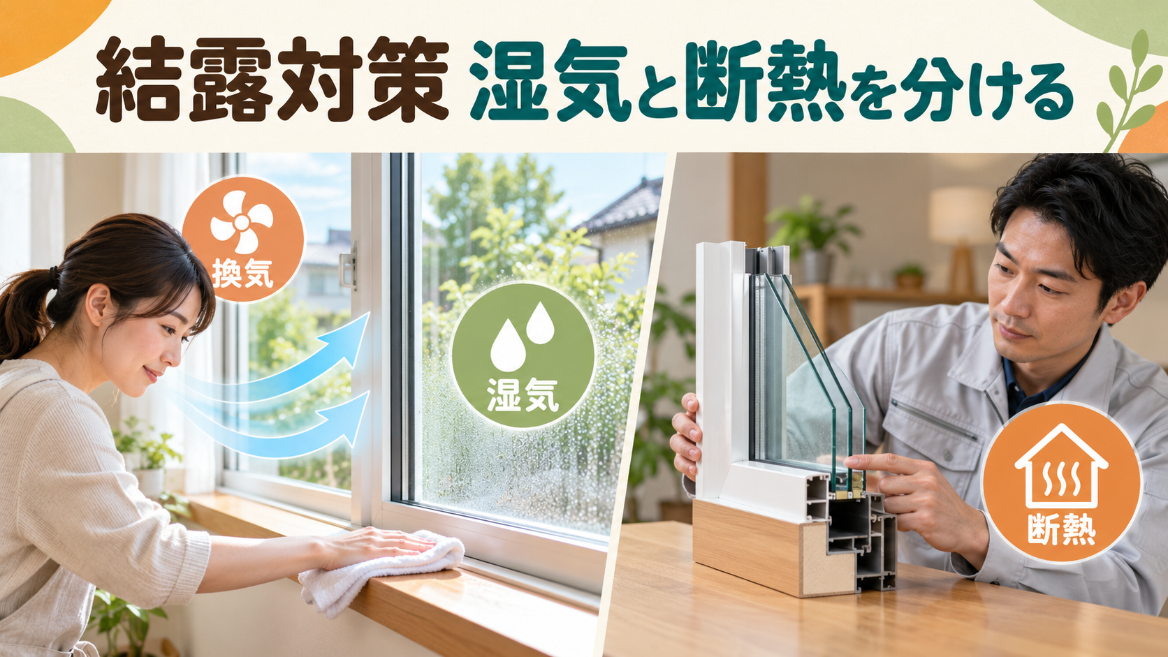 換気や湿気管理と窓の断熱改修を別の対策として考える図