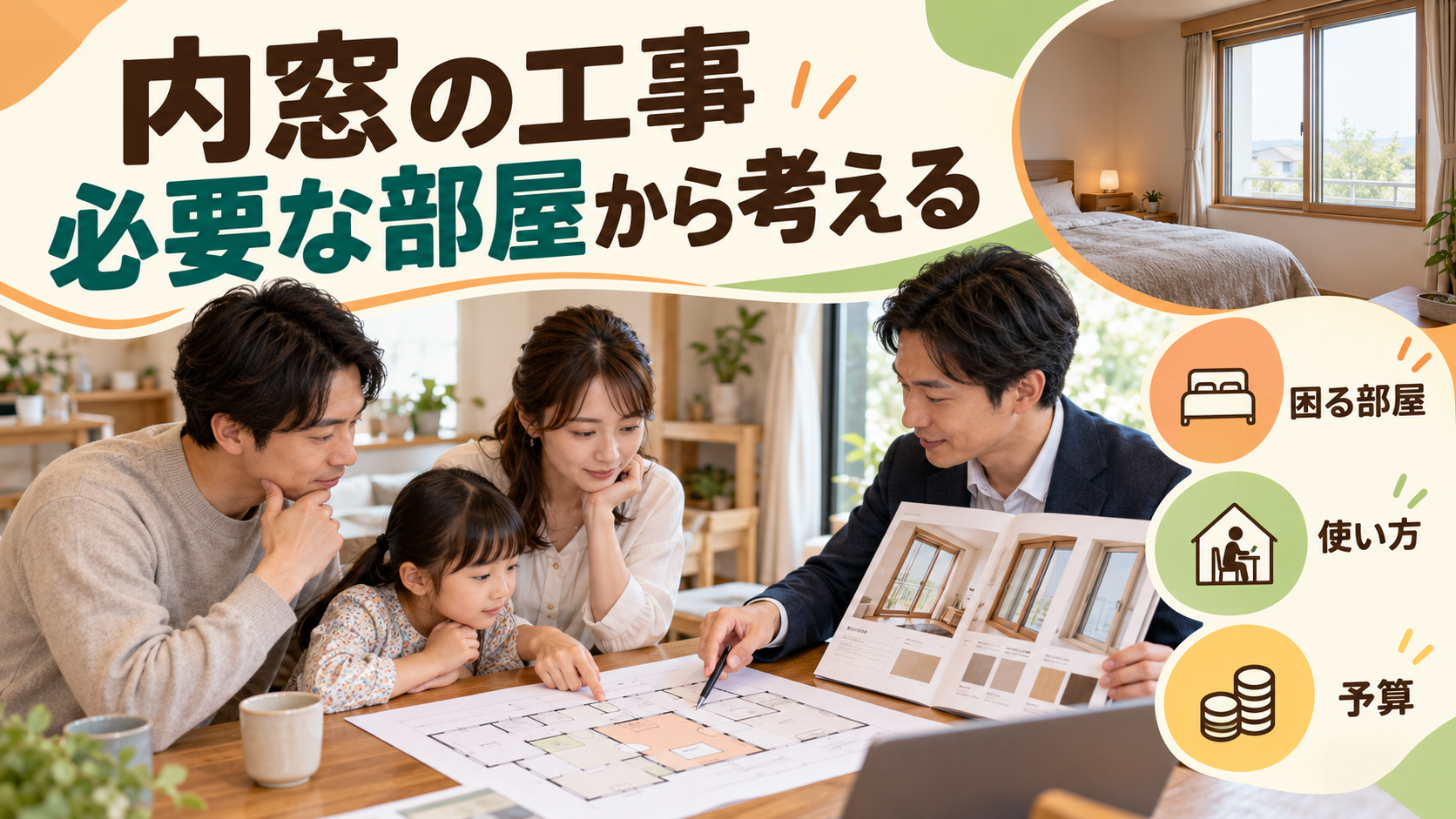 困る部屋と窓の使い方を先に決めて補助条件を確認する様子