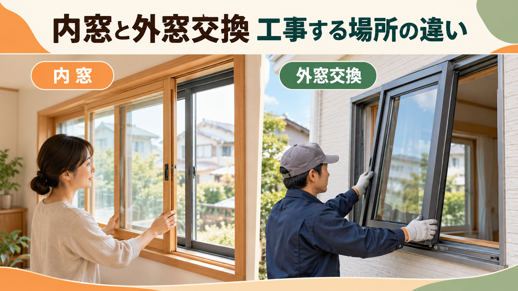 既存窓の内側に窓を足す方法と外窓を交換する方法の比較