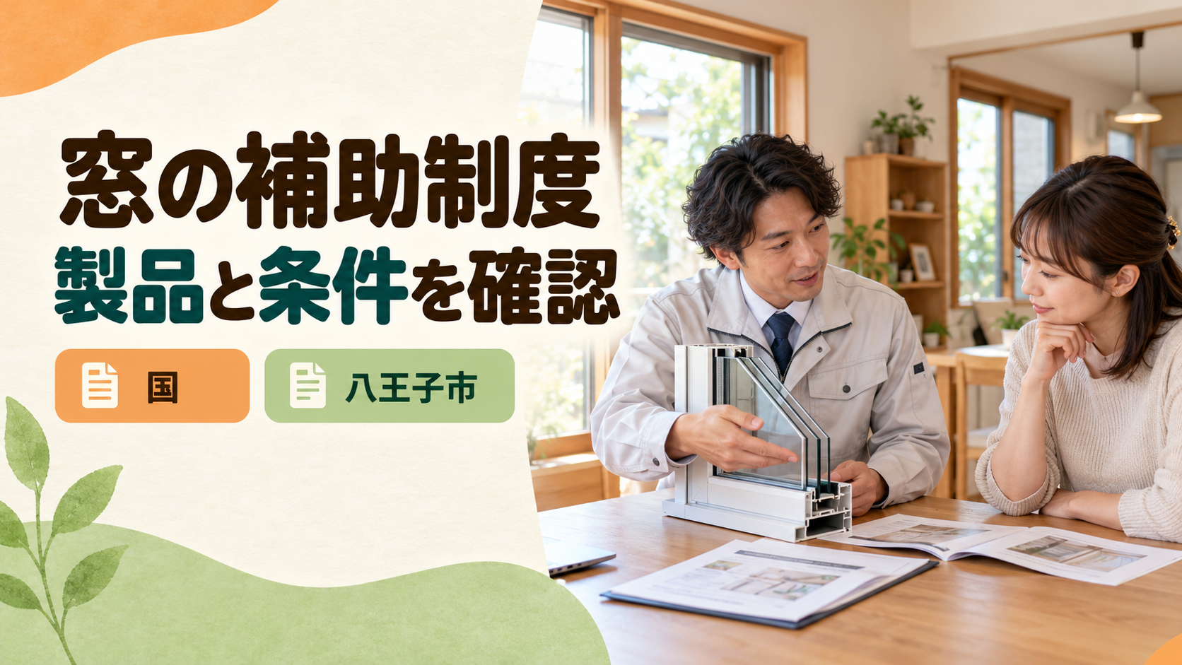 内窓と外窓交換の対象製品と補助条件を確認する様子