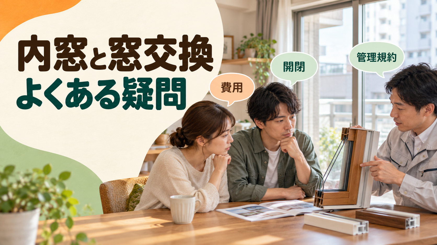 内窓と外窓交換の価格やマンションの手続きを相談する様子