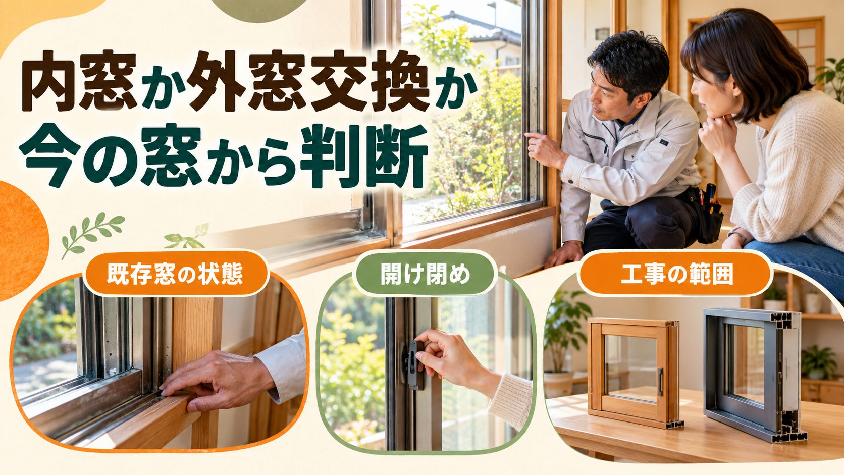 二世帯住宅で既存窓の状態を調べて内窓と外窓交換を比較するイメージ
