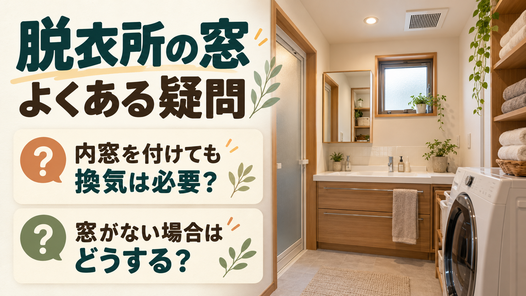 脱衣所の内窓設置後も必要な換気と窓がない場合の対策を考えるイメージ