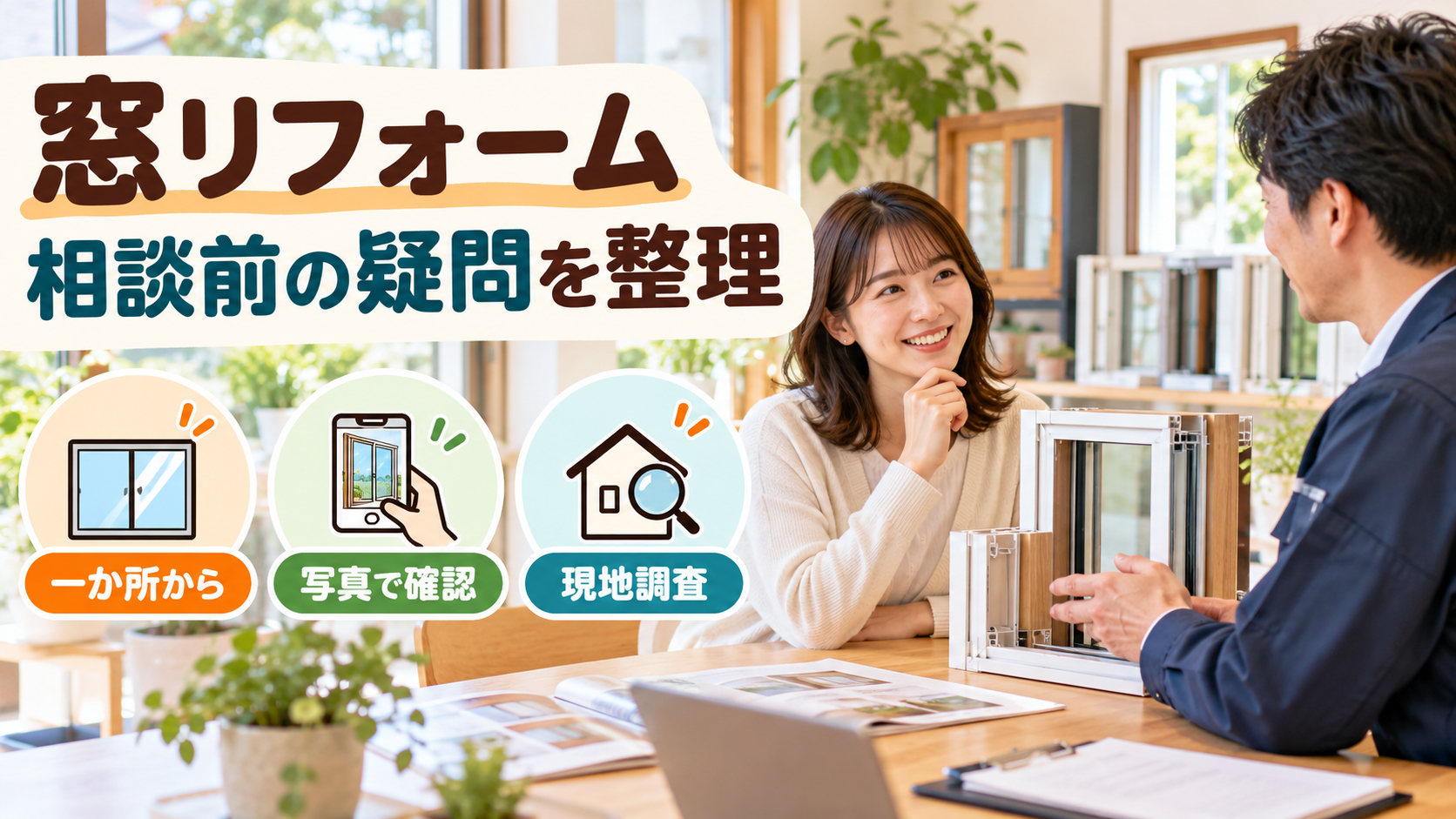 窓一か所の相談と写真だけの見積もりの限界を担当者に質問する家族
