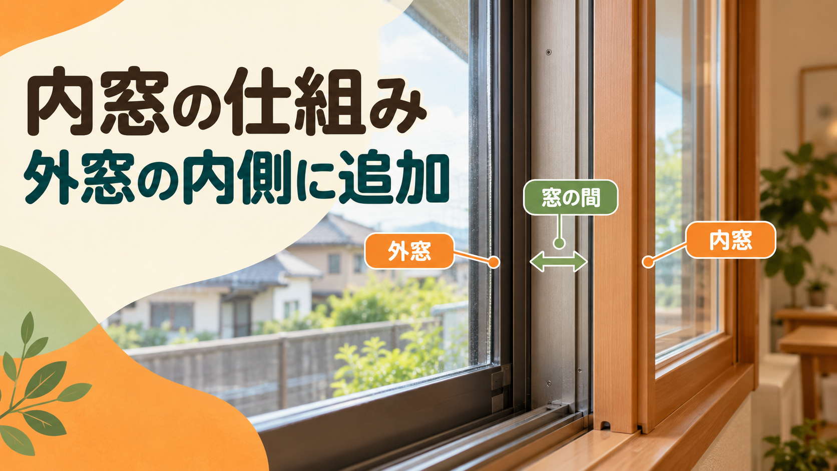 既存の外窓の室内側に内窓を追加し間に空間ができる仕組みのイメージ