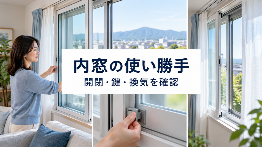 八王子の住宅で内窓と外窓の開閉や鍵を確かめる様子