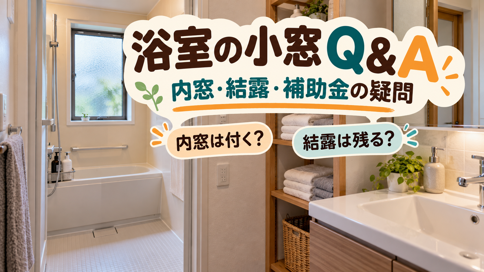 浴室の小窓への内窓設置、結露、補助金に関する疑問を整理するイメージ