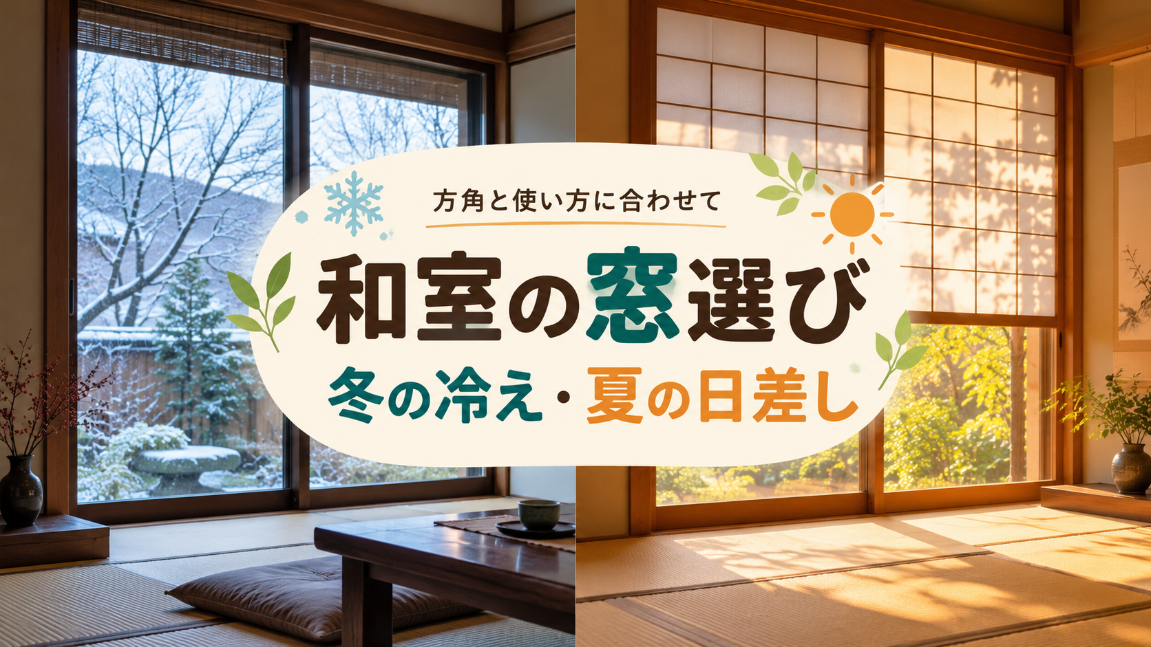 和室の窓について冬の冷えと夏の日差しを方角ごとに考えるイメージ