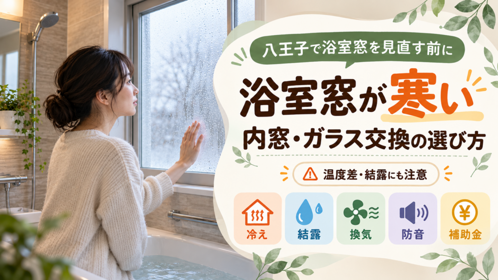 八王子の浴室窓が寒いとき 内窓・ガラス交換と温度差対策を分かりやすく紹介する八王子の窓リフォームのアイキャッチ画像