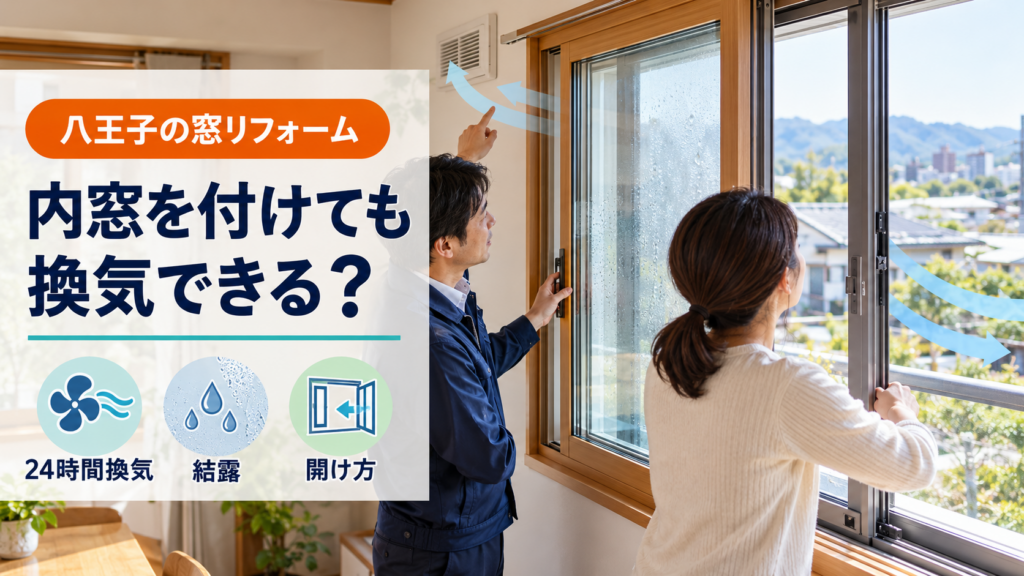 内窓と外窓を開けて換気経路を確認する八王子の住宅