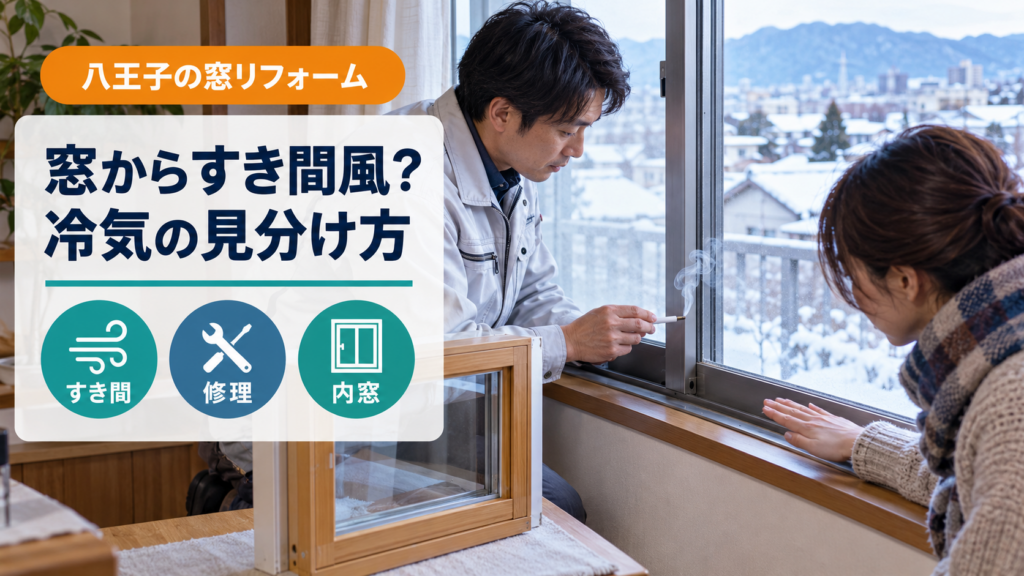 窓のすき間風を点検する八王子の住宅